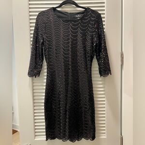 Lulu's Elegant Black Sequin Long Sleeve Dress